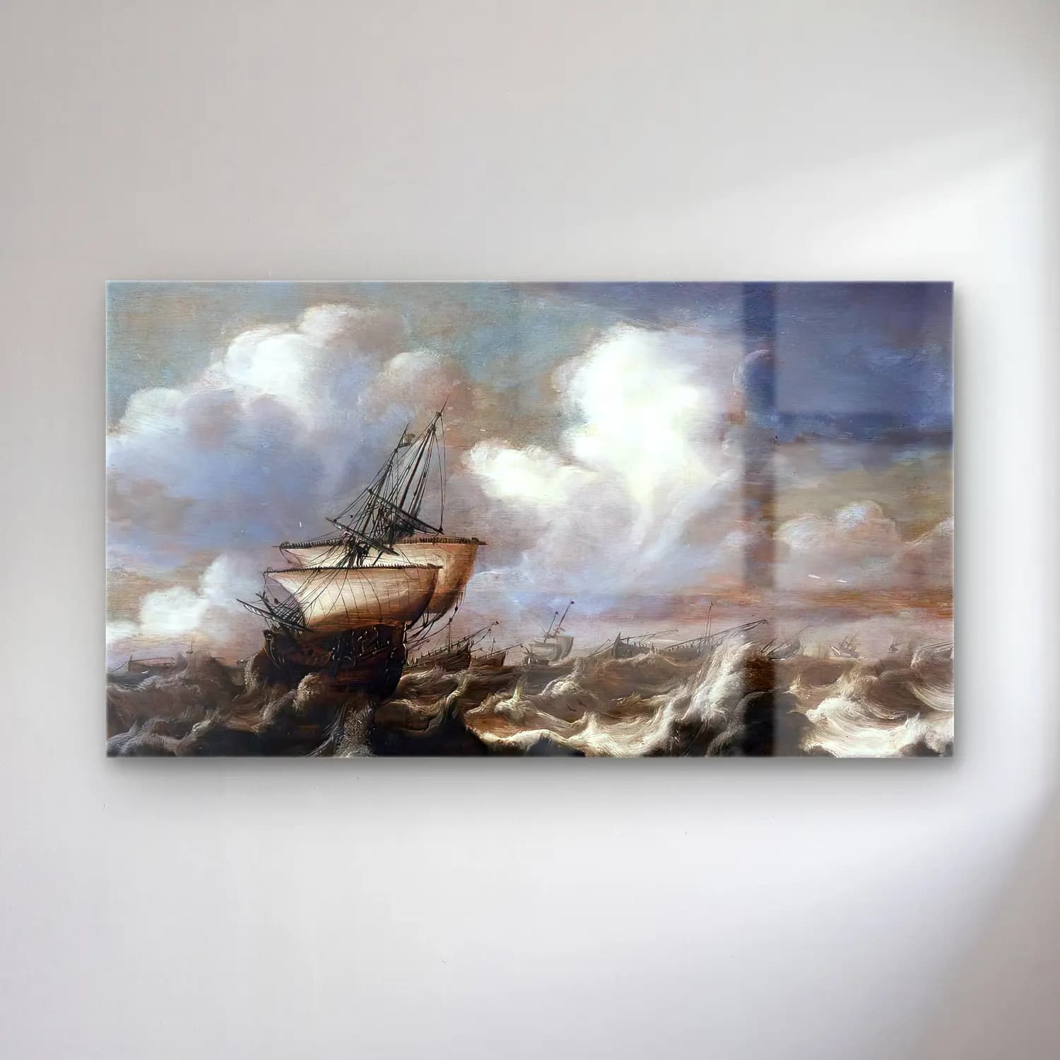 Bonaventura I Peeters – Shipping at Sea in a Light Breeze cam tablo — Bonaventura I Peeters – Shipping at Sea in a Light Breeze — yağlı boya fırtınalı denizde gemi