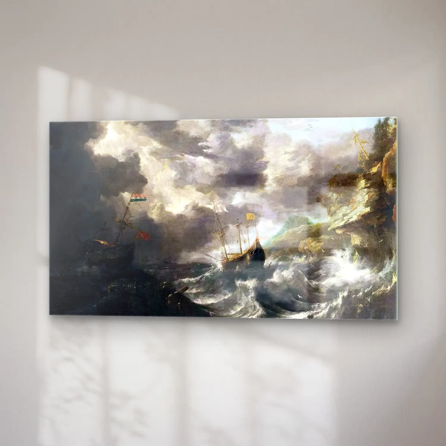Bonaventura I Peeters – Shipping in a Tempest off a Rocky Coast cam tablo — sağ açıdan görünüm