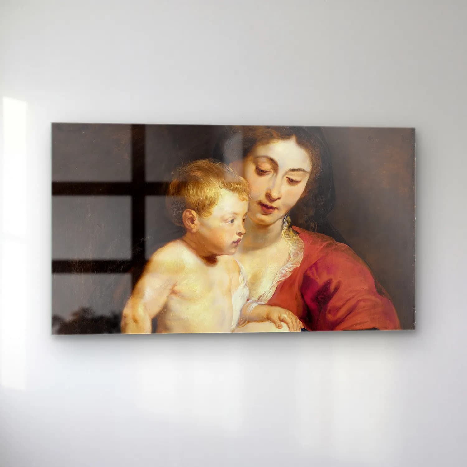 Peter Paul Rubens – Madonna and Child (ca. 1615-1618) cam tablo — sol açıdan görünüm