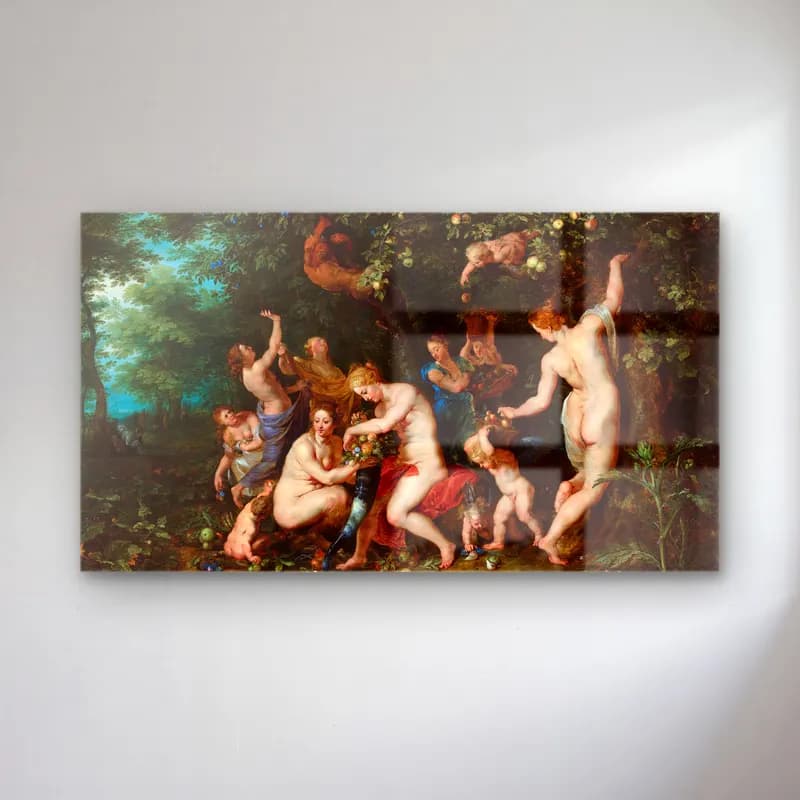 Peter Paul Rubens – Nymphs Filling The Cornucopia cam tablo — Peter Paul Rubens – Nymphs Filling The Cornucopia — empresyonist mitolojik sahne