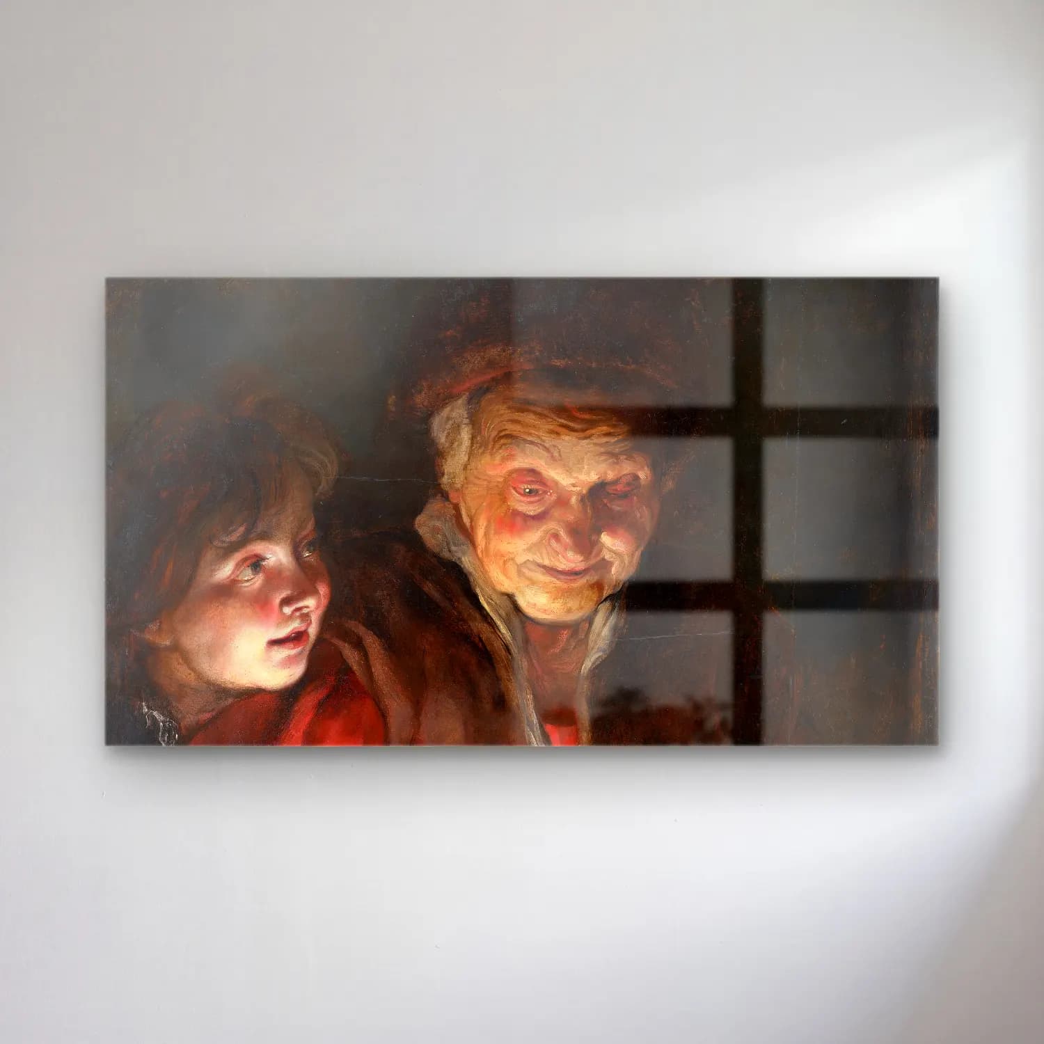 Peter Paul Rubens – Old Woman and Boy with Candles cam tablo — Peter Paul Rubens – Old Woman and Boy with Candles — yağlı boya erkek portresi