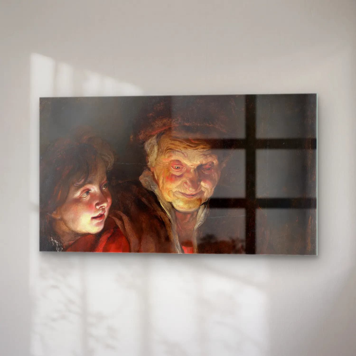 Peter Paul Rubens – Old Woman and Boy with Candles cam tablo — sağ açıdan görünüm