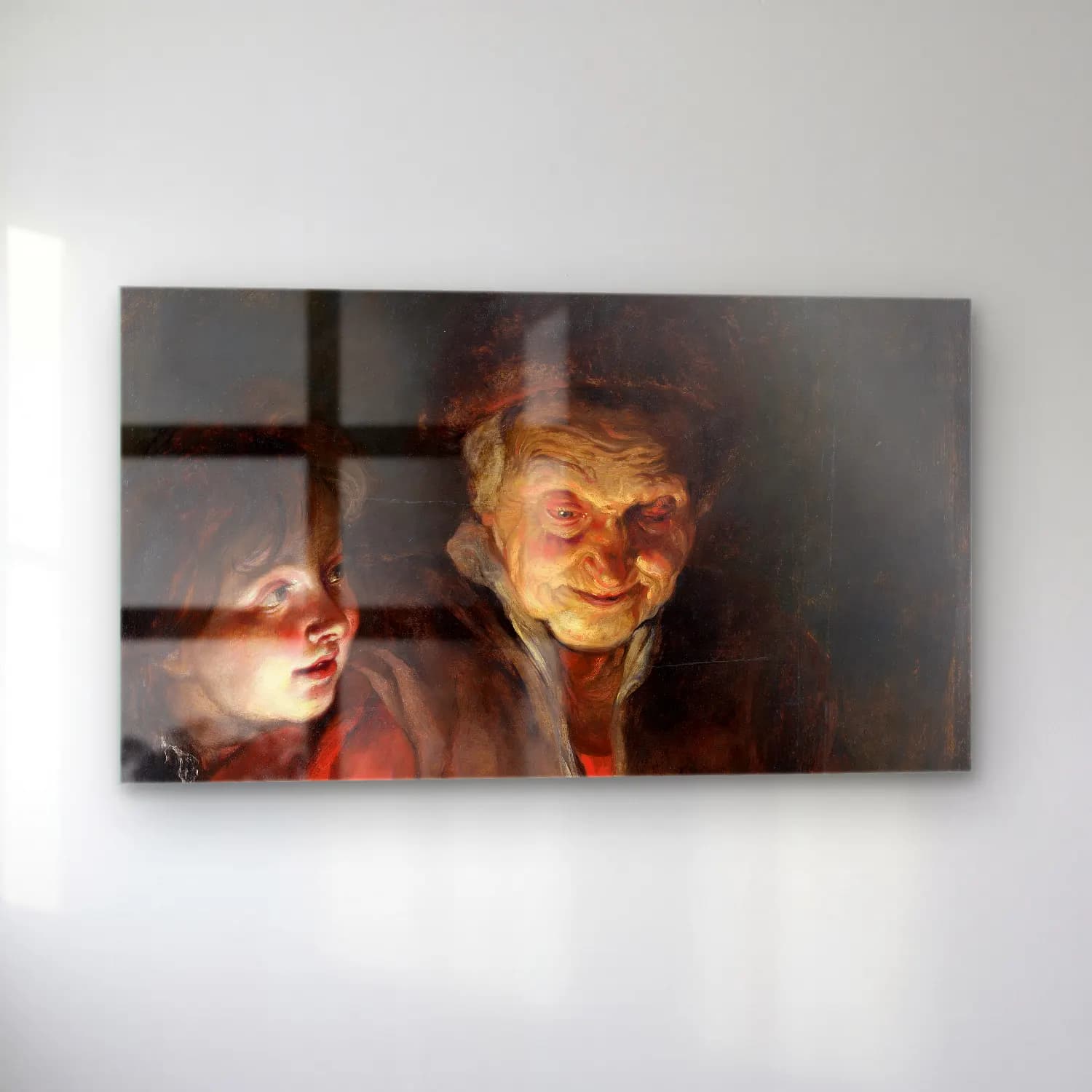 Peter Paul Rubens – Old Woman and Boy with Candles cam tablo — sol açıdan görünüm