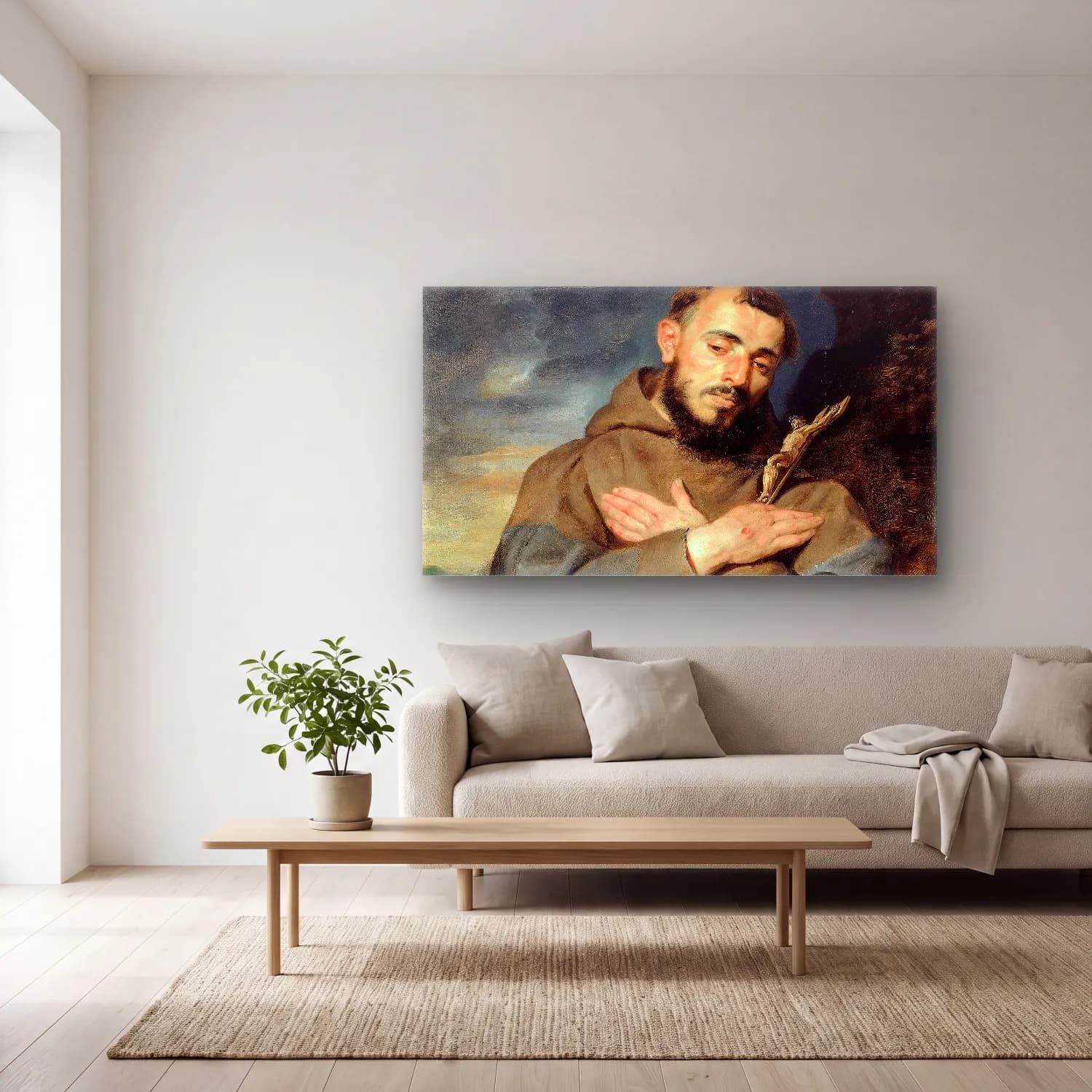 Peter Paul Rubens – Saint Francis cam tablo — açık renk salonda