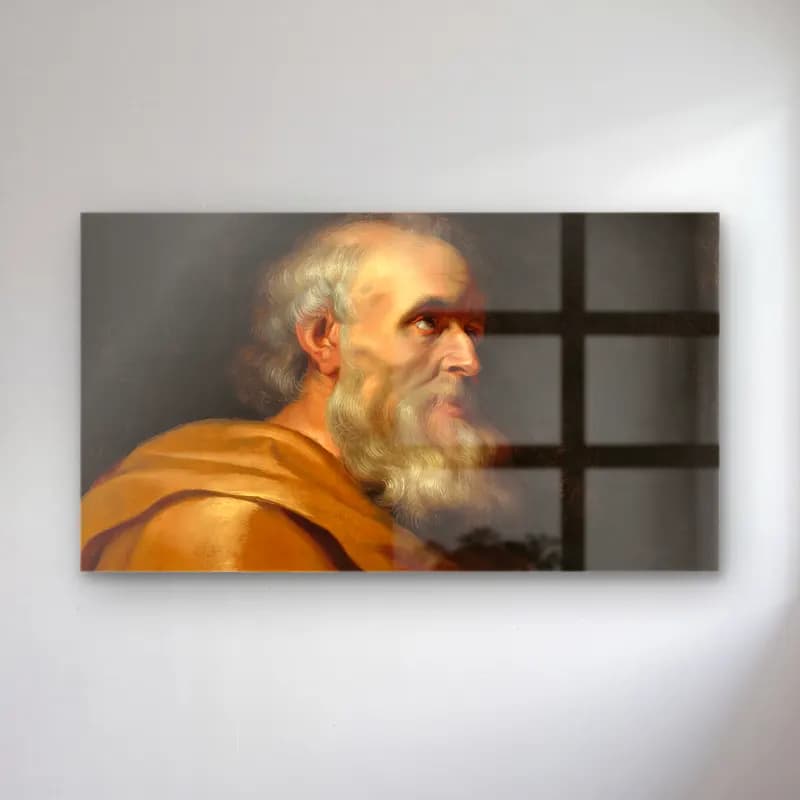 Peter Paul Rubens – Saint Peter cam tablo — Peter Paul Rubens – Saint Peter — yağlı boya erkek portresi