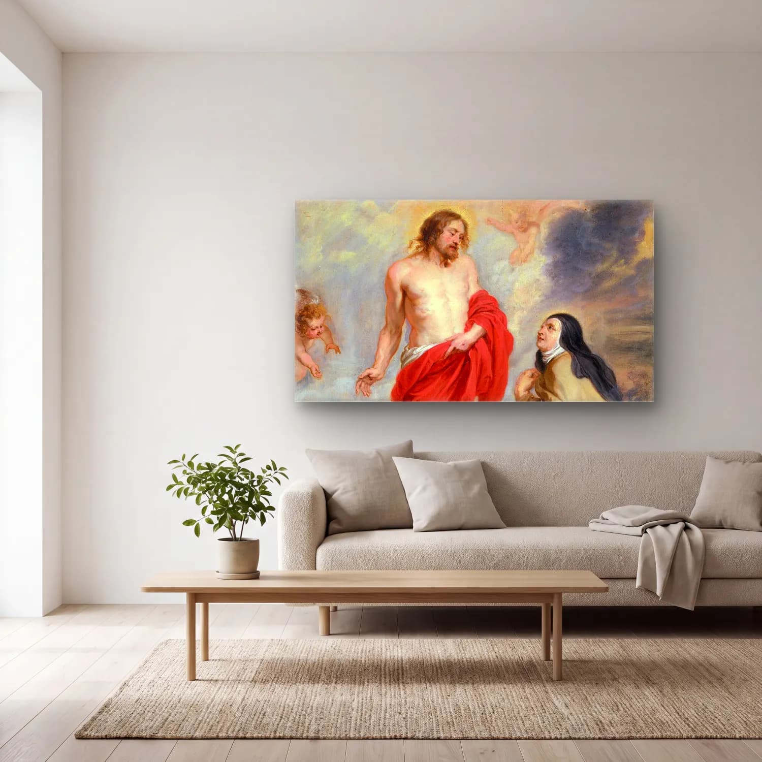 Peter Paul Rubens – Saint Teresa of Ávila Interceding for Souls in Purgatory cam tablo — açık renk salonda
