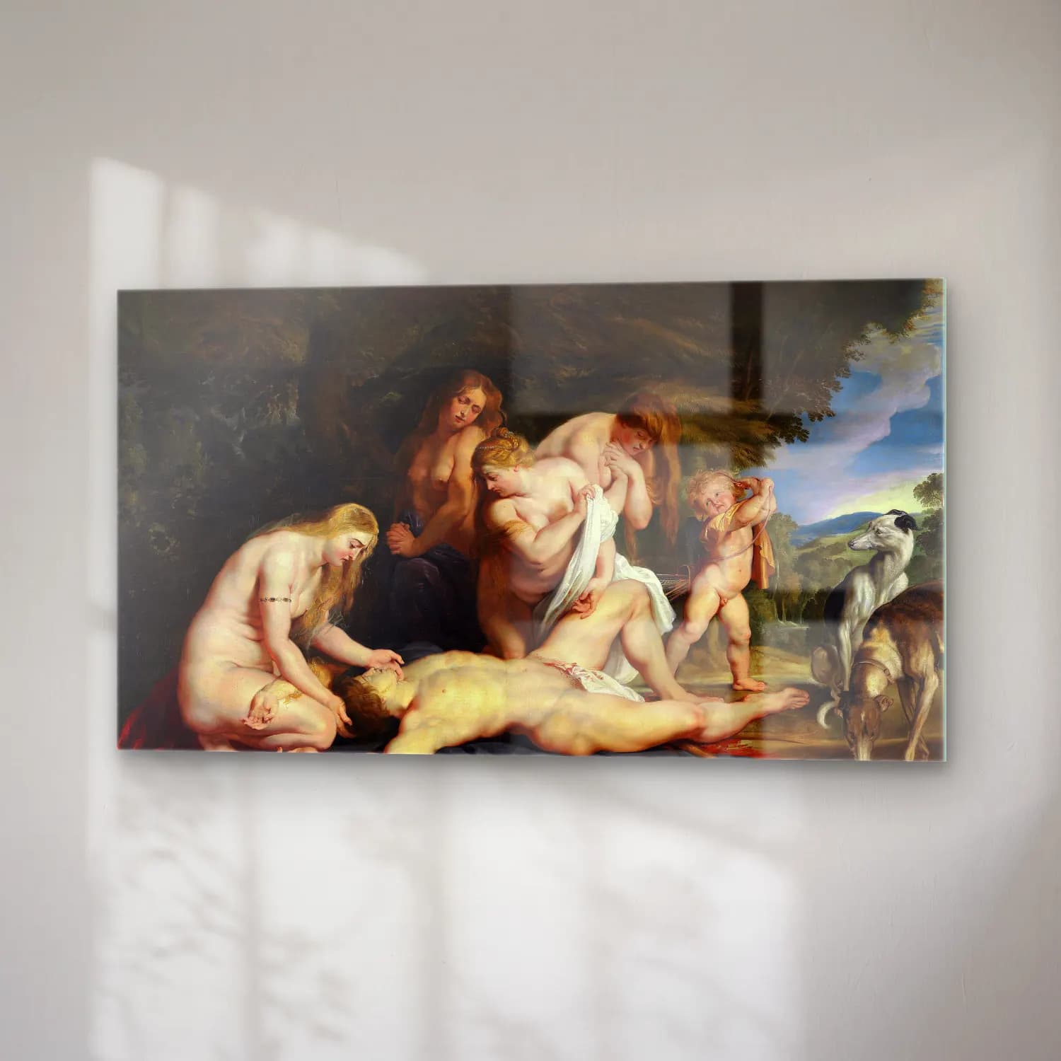 Peter Paul Rubens – The Death of Adonis (With Venus, Cupid, and The Three… cam tablo — sağ açıdan görünüm