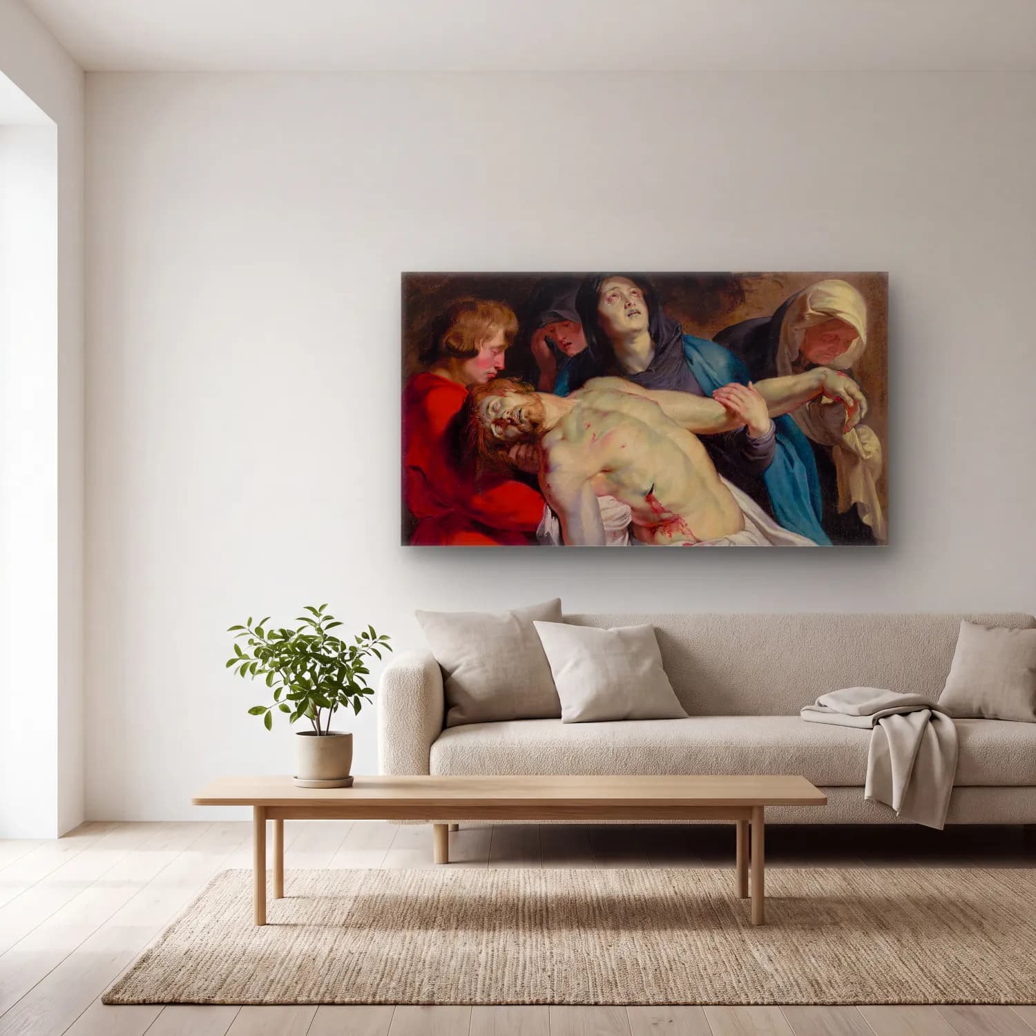 Peter Paul Rubens – The Entombment cam tablo — açık renk salonda