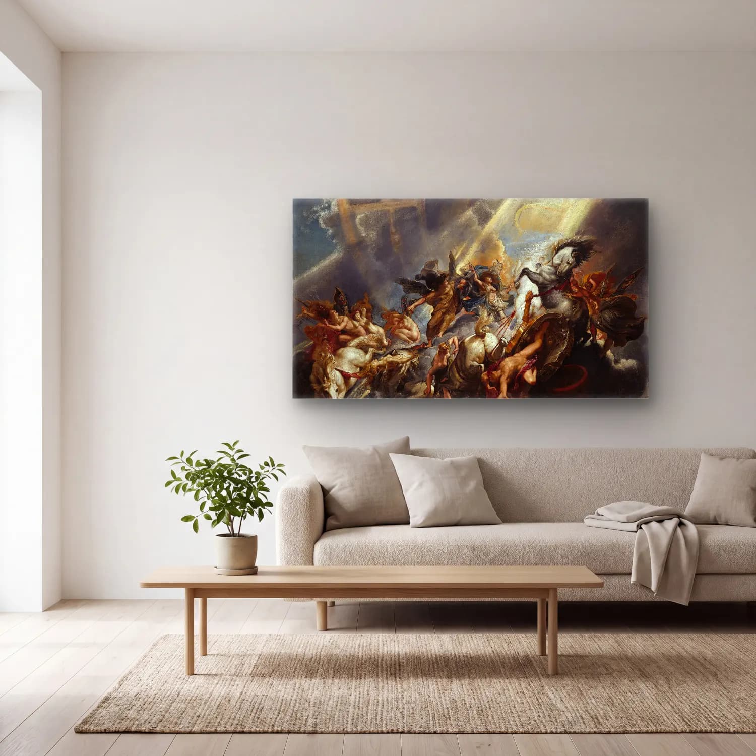 Peter Paul Rubens – The Fall of Phaeton (C. 1604-1605) cam tablo — açık renk salonda