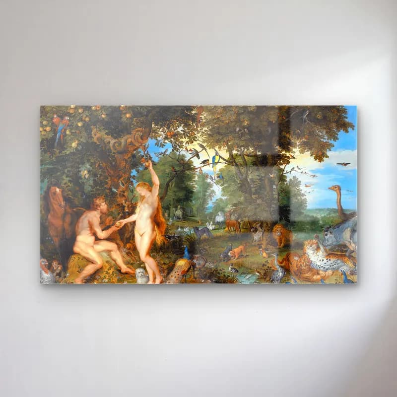 Peter Paul Rubens – The Garden of Eden with the Fall of Man cam tablo — Peter Paul Rubens – The Garden of Eden with the Fall of Man — empresyonist mitolojik sahne