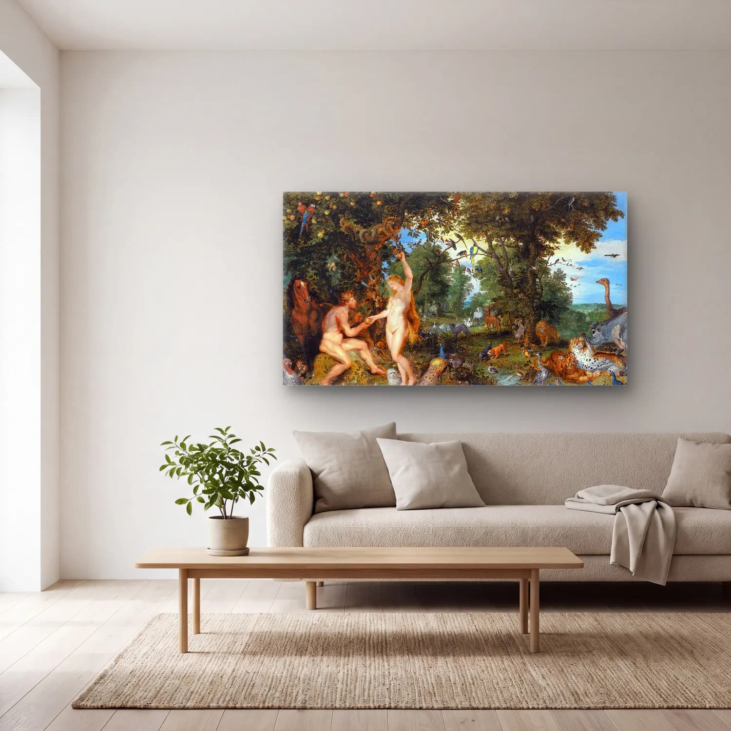 Peter Paul Rubens – The Garden of Eden with the Fall of Man cam tablo — açık renk salonda