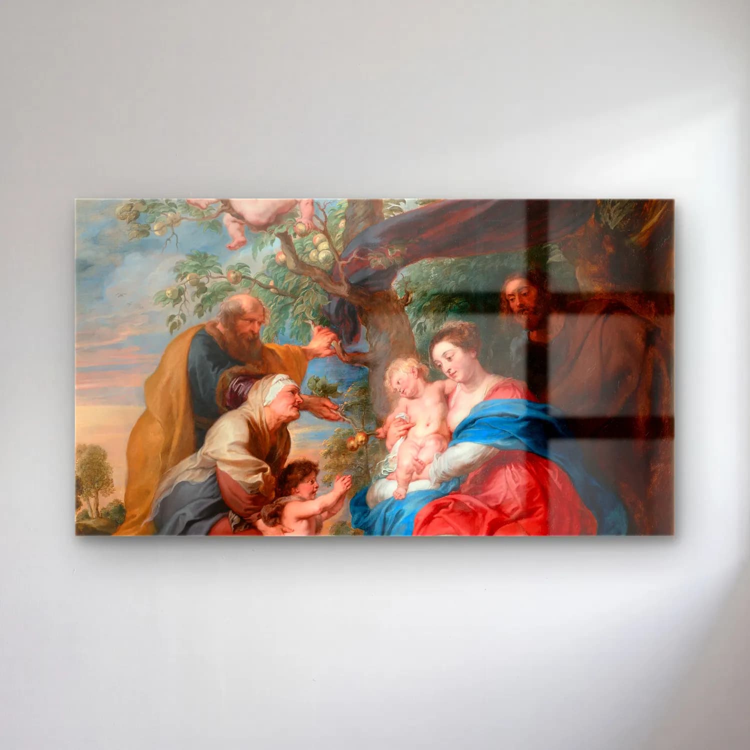 Peter Paul Rubens – The Holy Family Under An Apple Tree cam tablo — Peter Paul Rubens – The Holy Family Under An Apple Tree — yağlı boya dini sahne