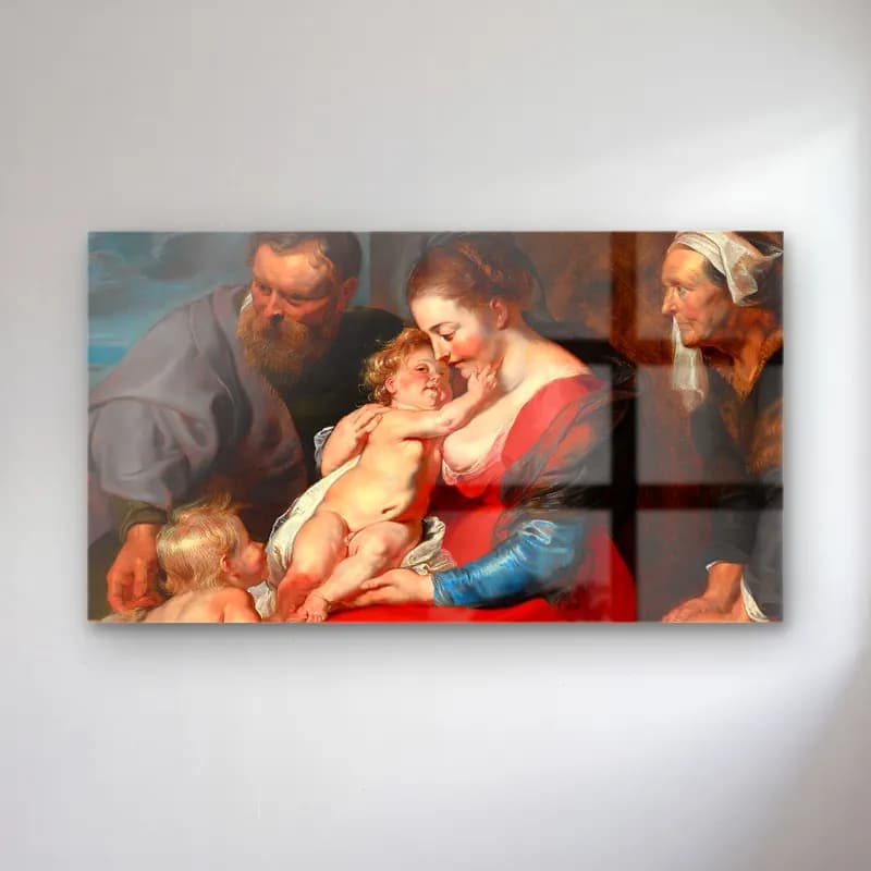 Peter Paul Rubens – The Holy Family with Saints Elizabeth and John the Baptist cam tablo — Peter Paul Rubens – The Holy Family with Saints Elizabeth and John the Baptist — yağlı boya anne ve çocuk