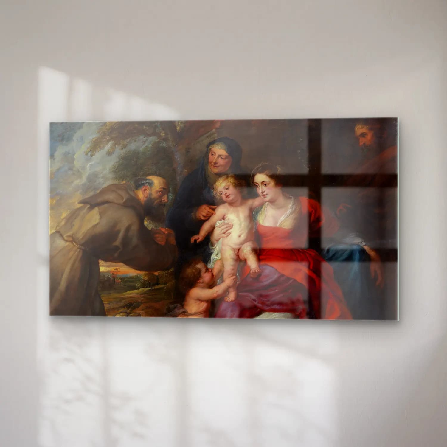 Peter Paul Rubens – The Holy Family with Saints Francis and Anne and the Infant… cam tablo — sağ açıdan görünüm
