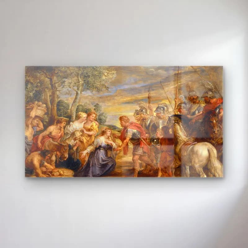 Peter Paul Rubens – The Meeting of David and Abigail cam tablo — Peter Paul Rubens – The Meeting of David and Abigail — yağlı boya savaş sahnesi
