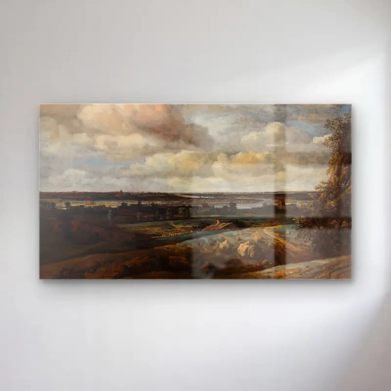 Philips Koninck – Dutch Panorama Landscape with a Distant View of Haarlem cam tablo — Philips Koninck – Dutch Panorama Landscape with a Distant View of Haarlem — yağlı boya kırda nehir