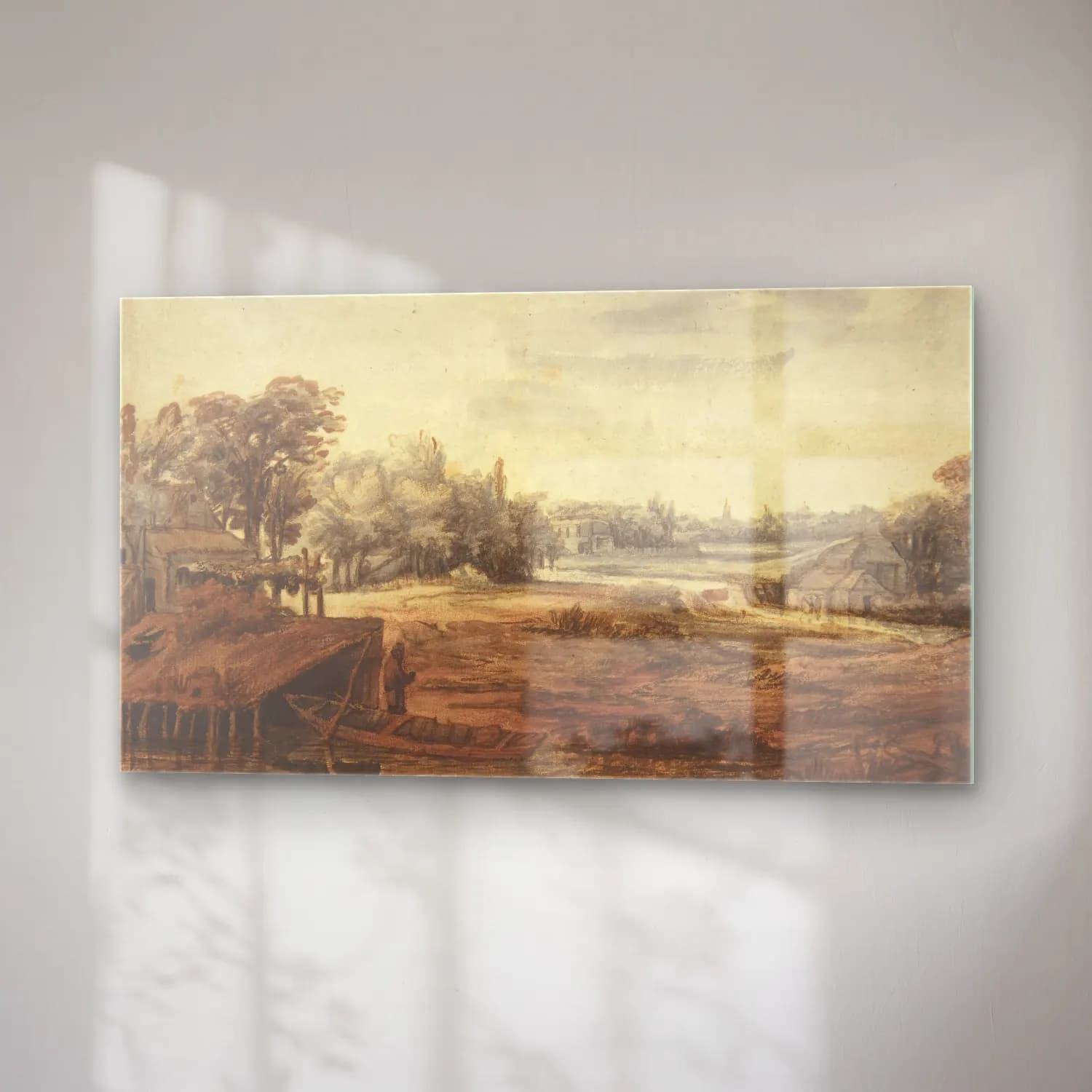 Philips Koninck – River Landscape with a Man Standing by a Boathouse… cam tablo — sağ açıdan görünüm