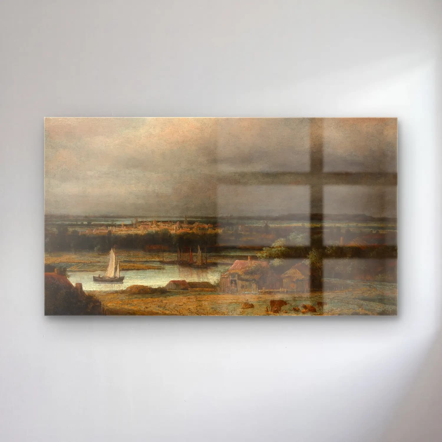 Philips Koninck – Wide River Landscape (ca. 1648–49) cam tablo — Philips Koninck – Wide River Landscape (ca. 1648–49) — yağlı boya liman ve tekneler