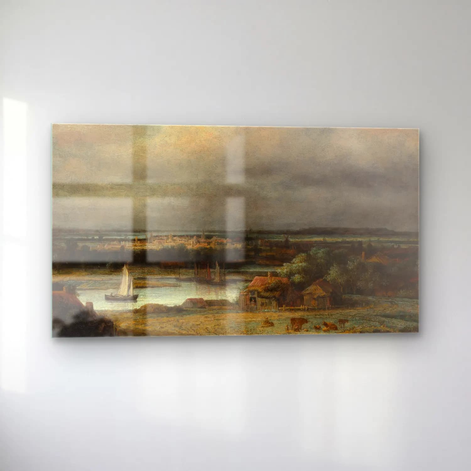 Philips Koninck – Wide River Landscape (ca. 1648–49) cam tablo — sol açıdan görünüm