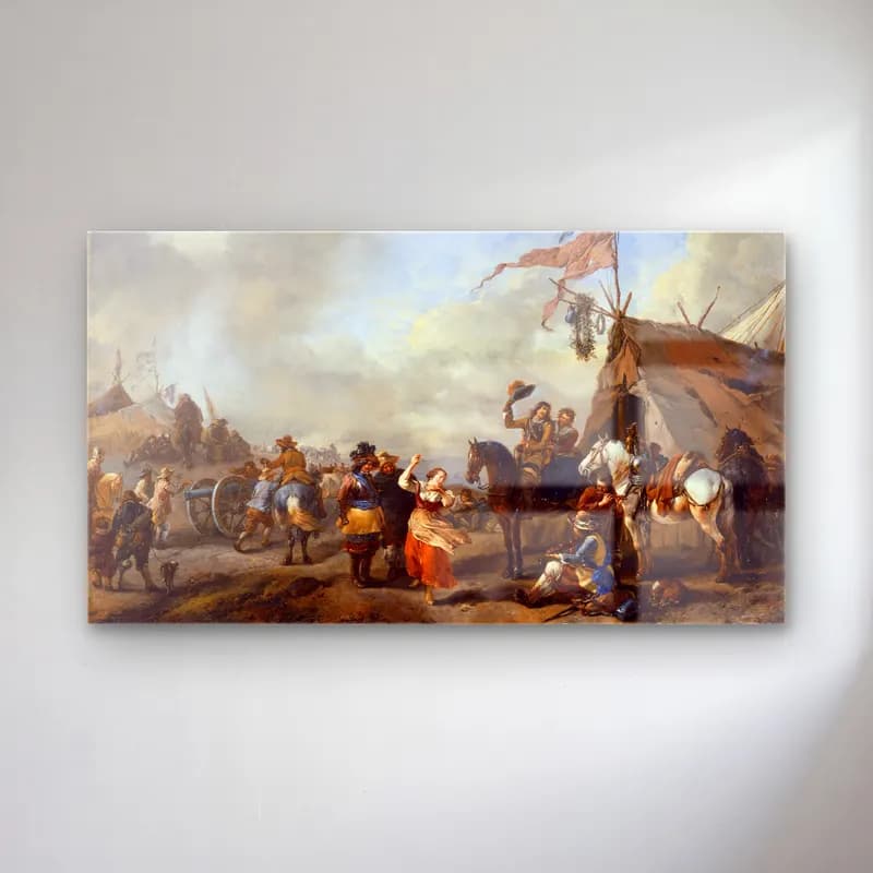 Philips Wouwerman – A Camp Scene (probably 1650s) cam tablo — Philips Wouwerman – A Camp Scene (probably 1650s) — yağlı boya savaş sahnesi