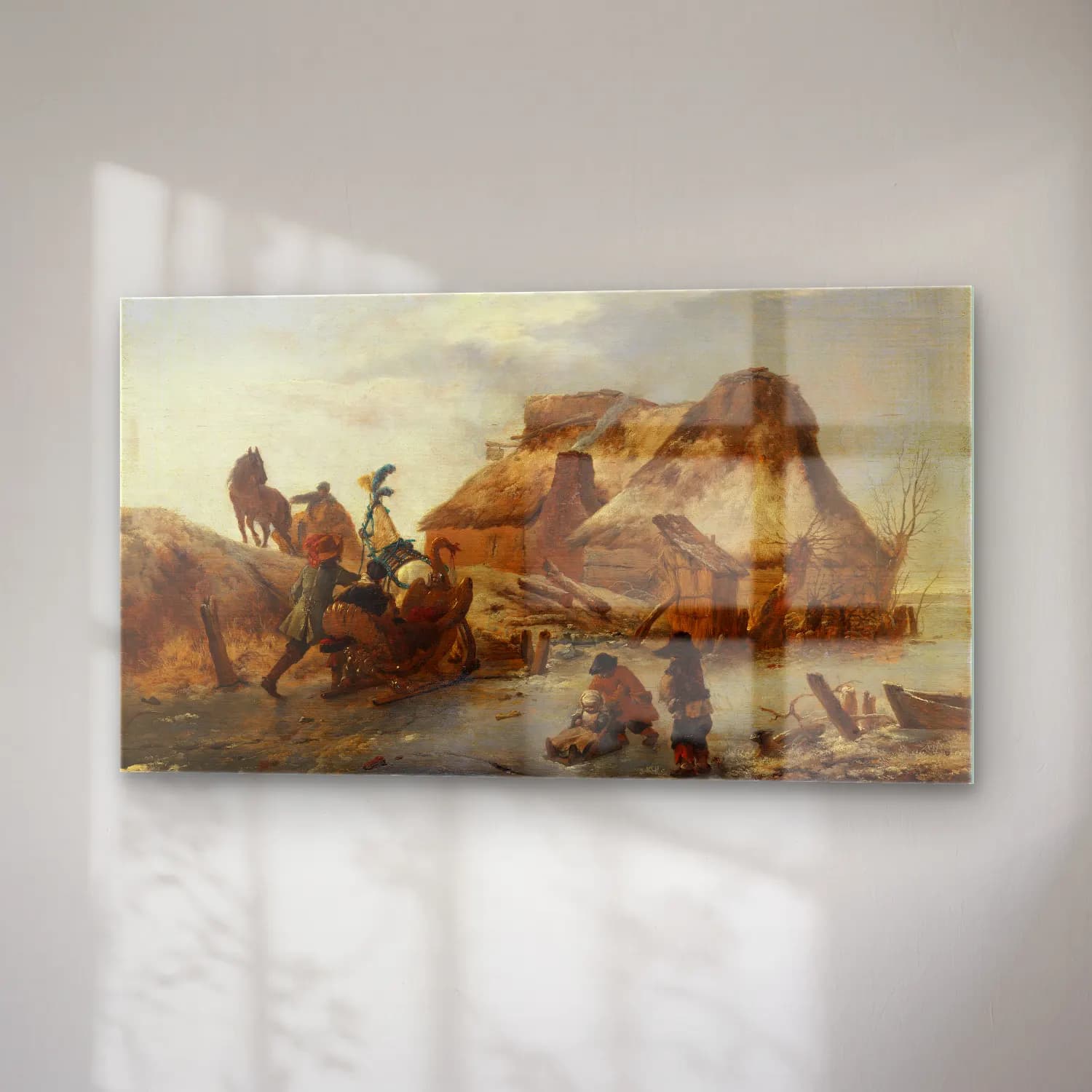Philips Wouwerman – A Nobleman’s Sleigh on the Ice (from circa 1646 until 1646) cam tablo — sağ açıdan görünüm