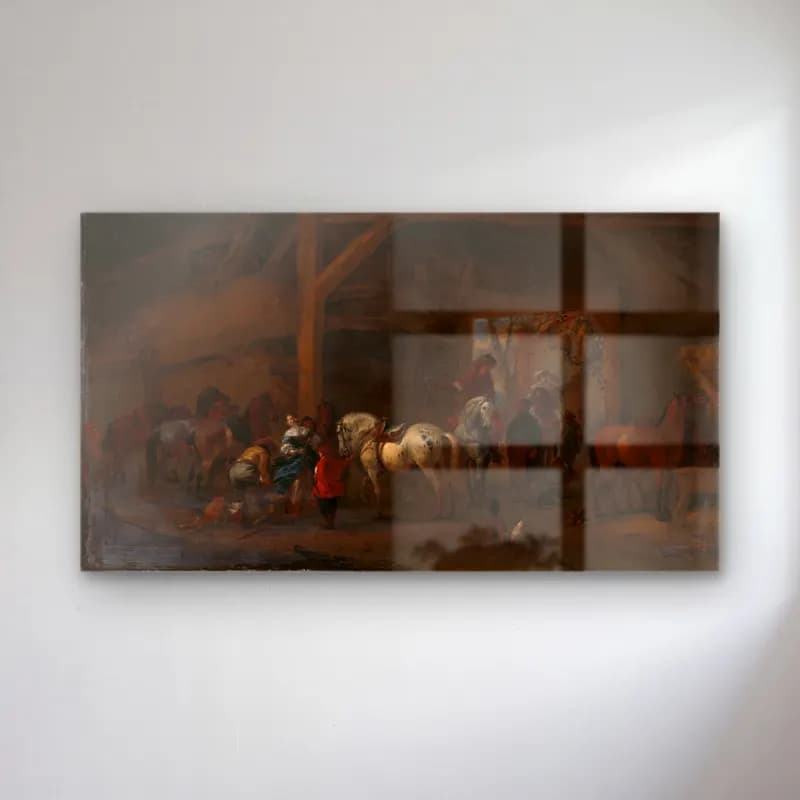 Philips Wouwerman – A Stable cam tablo — Philips Wouwerman – A Stable — yağlı boya çiçek pazarı