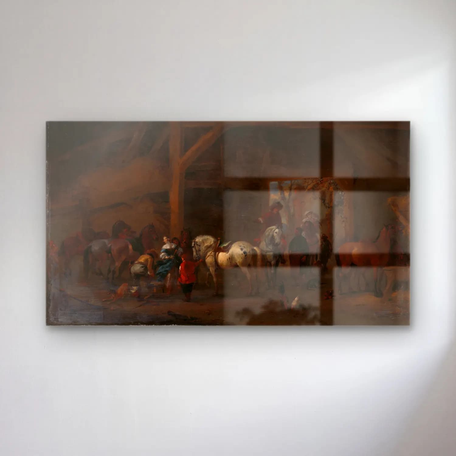 Philips Wouwerman – A Stable cam tablo — Philips Wouwerman – A Stable — yağlı boya çiçek pazarı