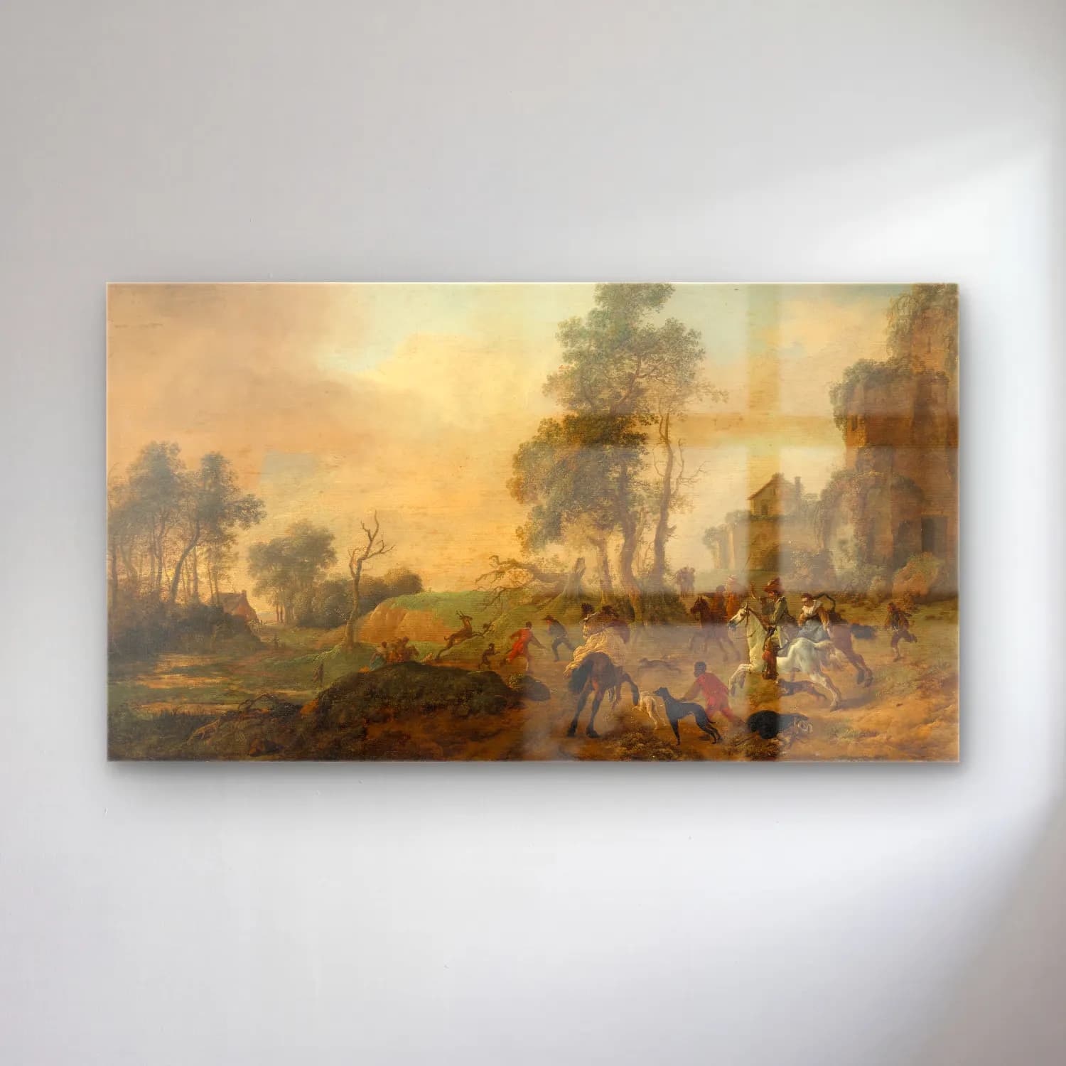 Philips Wouwerman – A stag hunt cam tablo — Philips Wouwerman – A stag hunt — yağlı boya savaş sahnesi