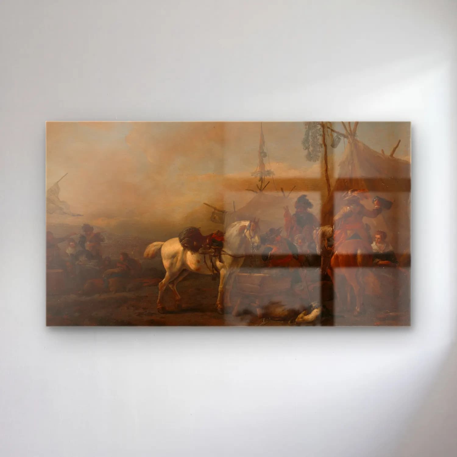 Philips Wouwerman – An Army Camp cam tablo — Philips Wouwerman – An Army Camp — yağlı boya savaş sahnesi
