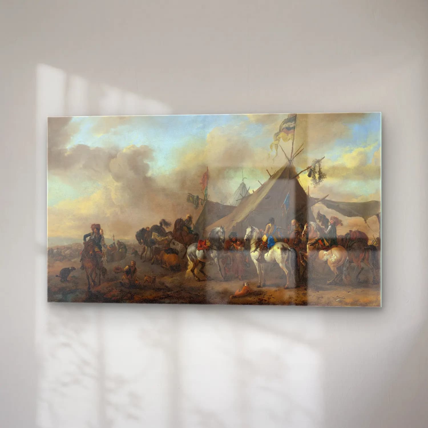 Philips Wouwerman – Army Camp cam tablo — sağ açıdan görünüm