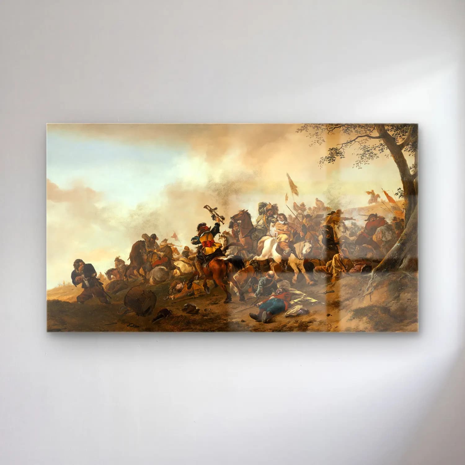 Philips Wouwerman – Battle Scene cam tablo — Philips Wouwerman – Battle Scene — yağlı boya savaş sahnesi