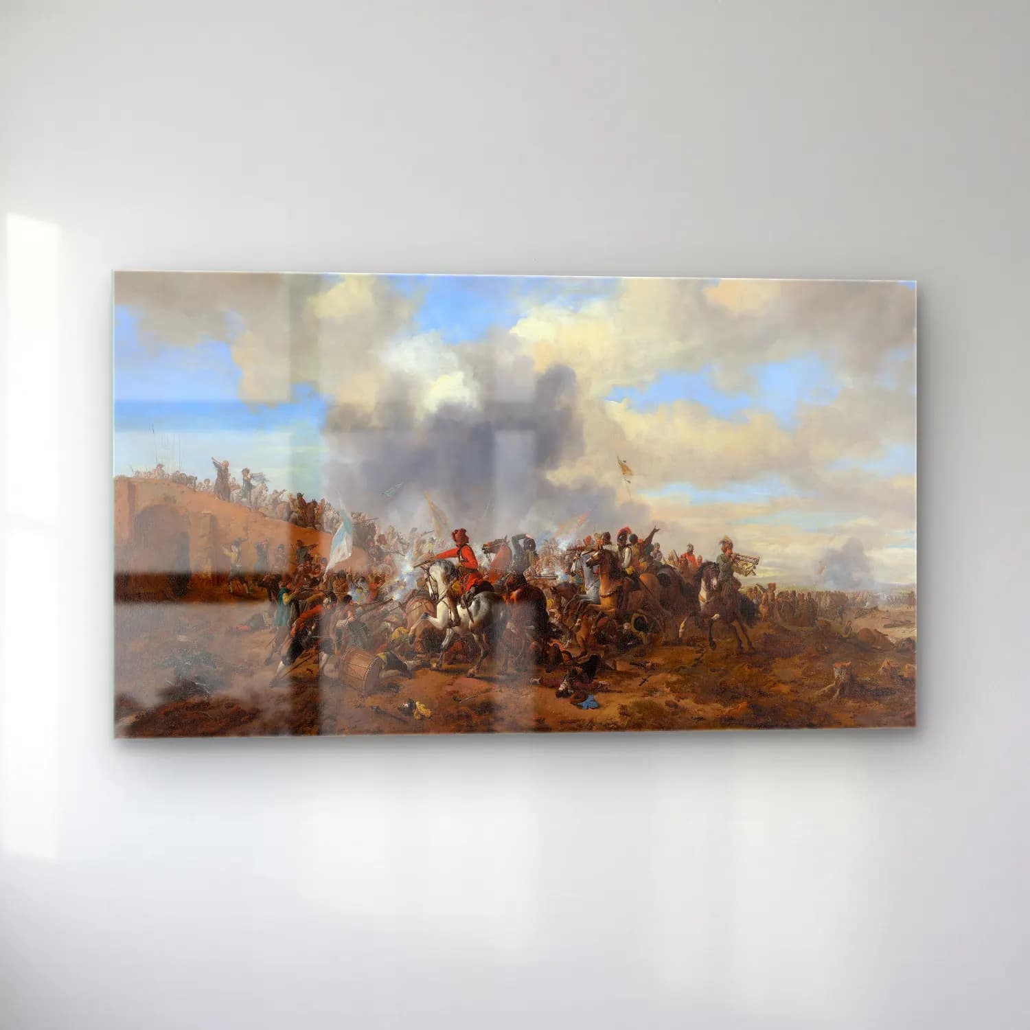 Philips Wouwerman – Battle Scene – Bej Tonlar cam tablo — sol açıdan görünüm