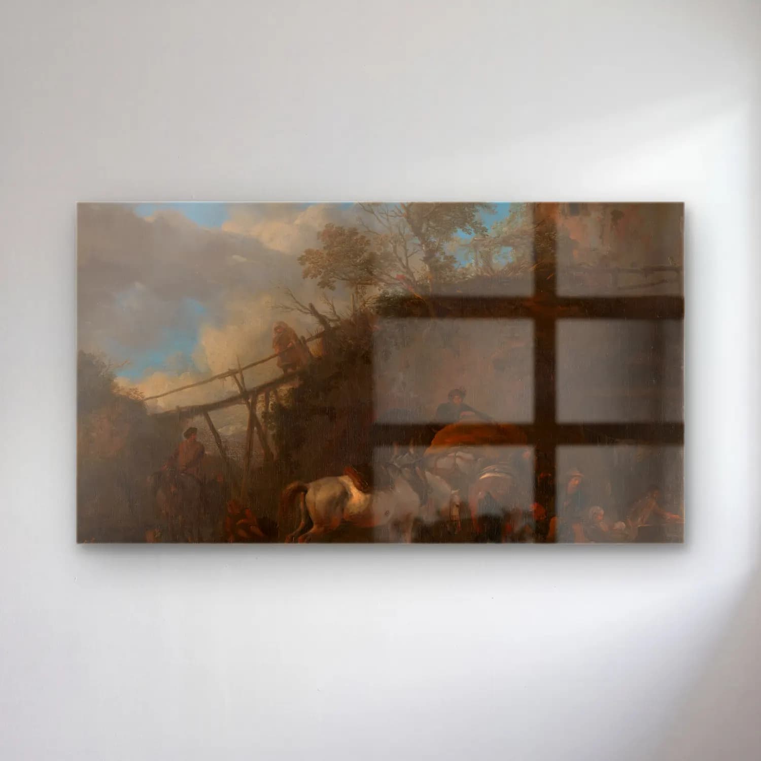 Philips Wouwerman – Blacksmith Shoeing a Horse cam tablo — Philips Wouwerman – Blacksmith Shoeing a Horse — yağlı boya savaş sahnesi
