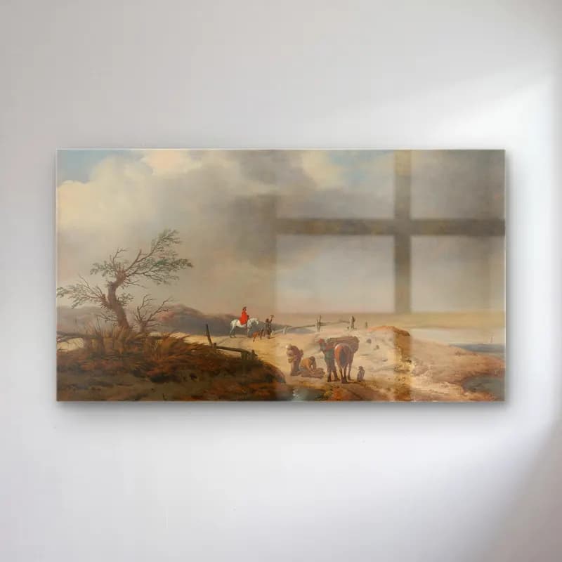 Philips Wouwerman – Dune Landscape With Figures cam tablo — Philips Wouwerman – Dune Landscape With Figures — yağlı boya karlı kış manzarası
