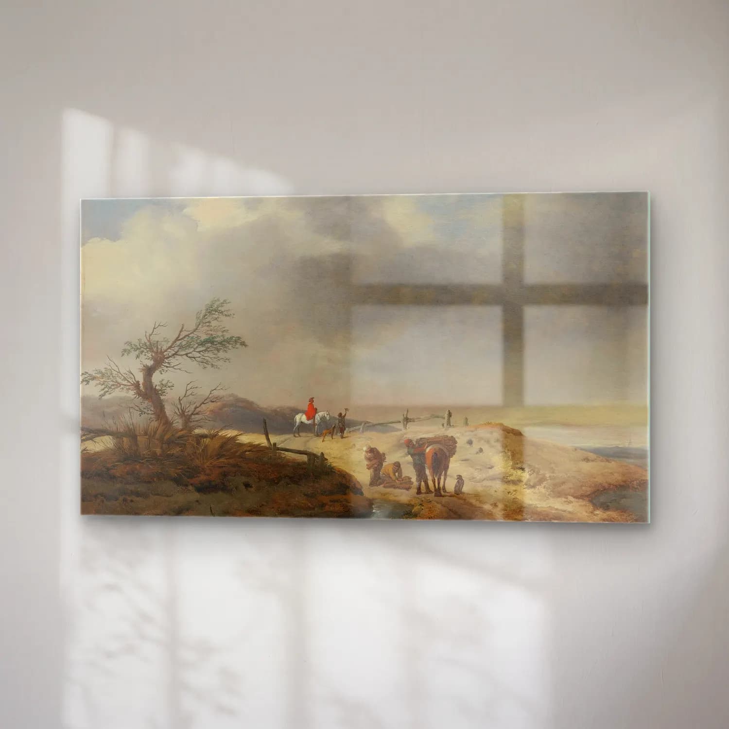 Philips Wouwerman – Dune Landscape With Figures cam tablo — sağ açıdan görünüm