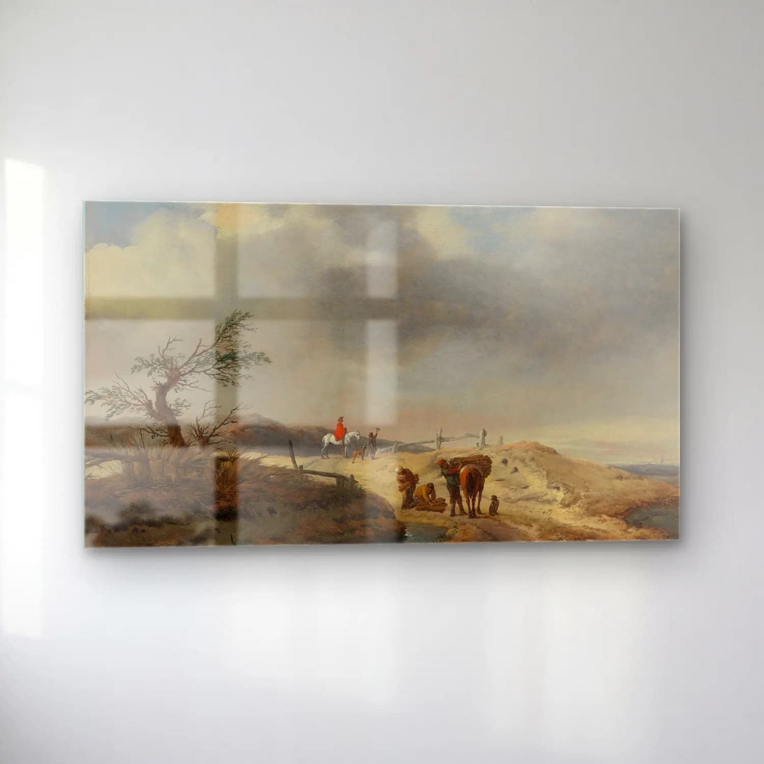 Philips Wouwerman – Dune Landscape With Figures cam tablo — sol açıdan görünüm