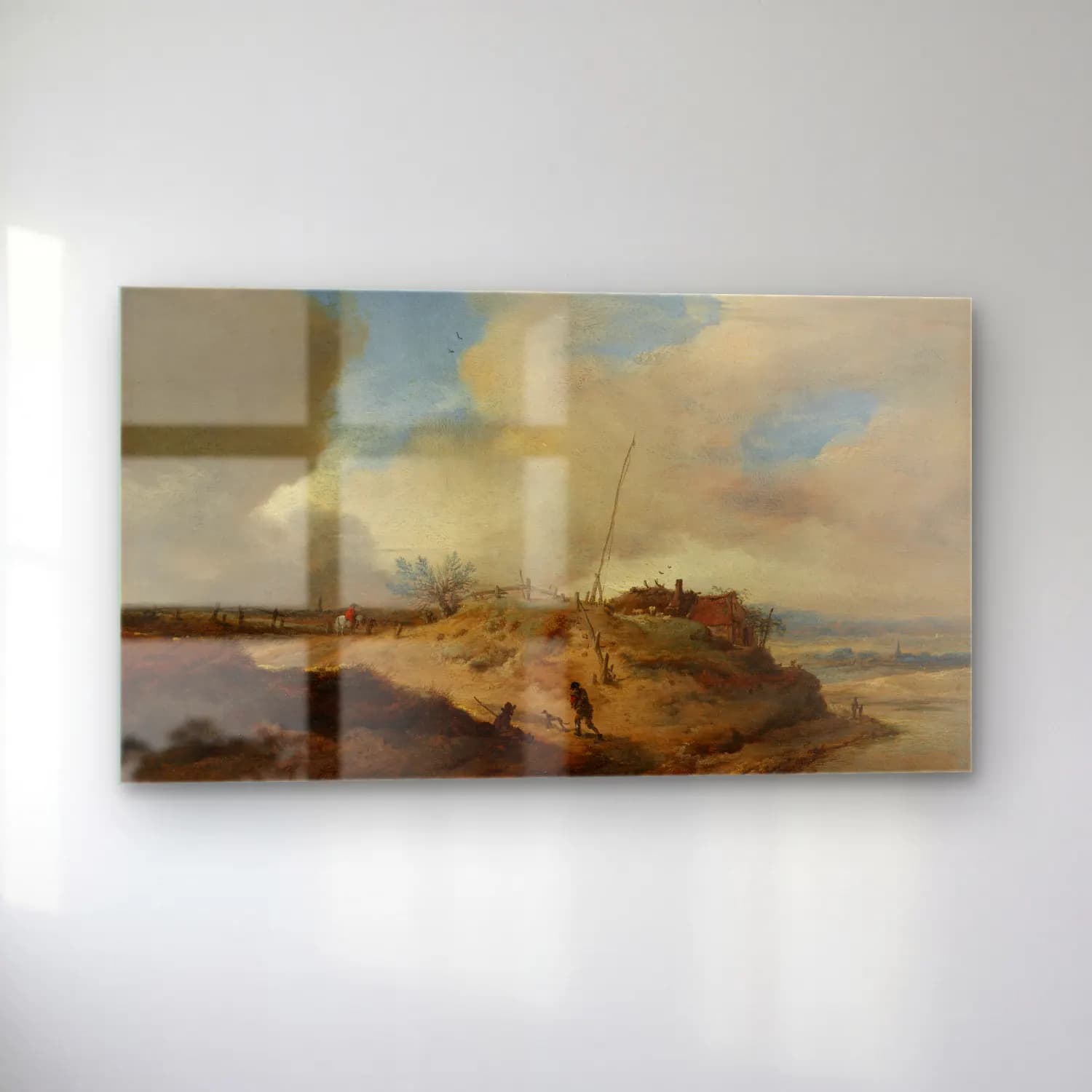 Philips Wouwerman – Dune Landscape with a Signal Post cam tablo — sol açıdan görünüm