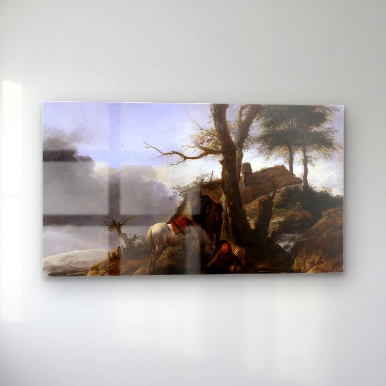 Philips Wouwerman – Halt of Travellers cam tablo — sol açıdan görünüm