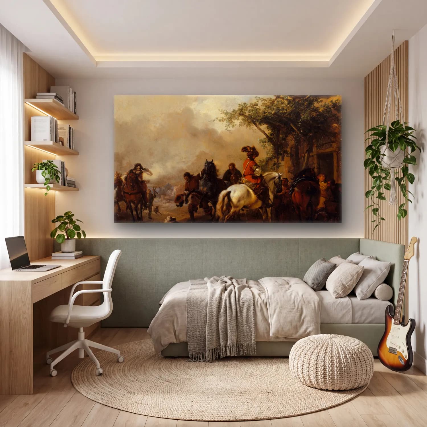 Philips Wouwerman – Halte de cavaliers cam tablo — genç odasında