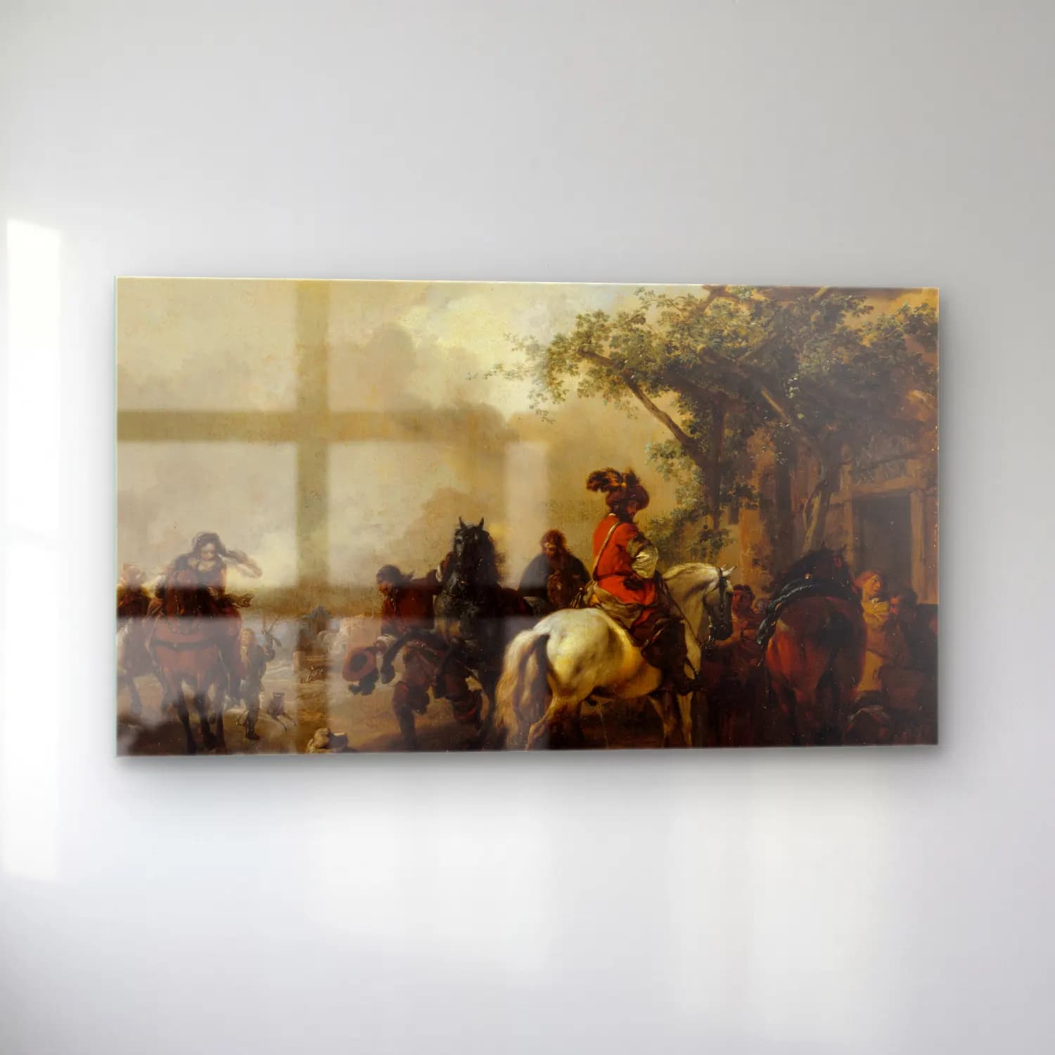 Philips Wouwerman – Halte de cavaliers cam tablo — sol açıdan görünüm