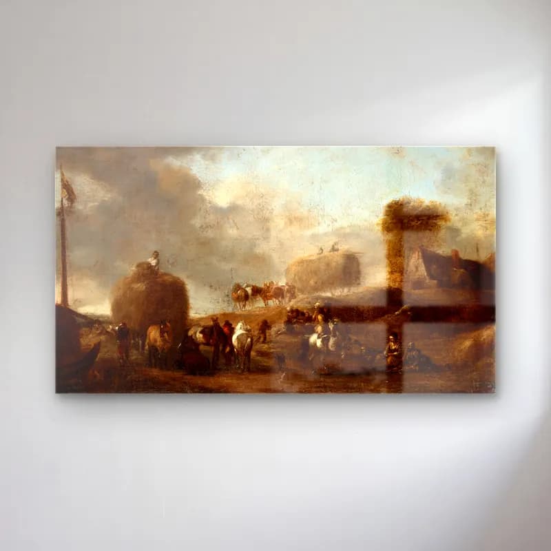 Philips Wouwerman – Hay Harvest cam tablo — Philips Wouwerman – Hay Harvest — yağlı boya savaş sahnesi