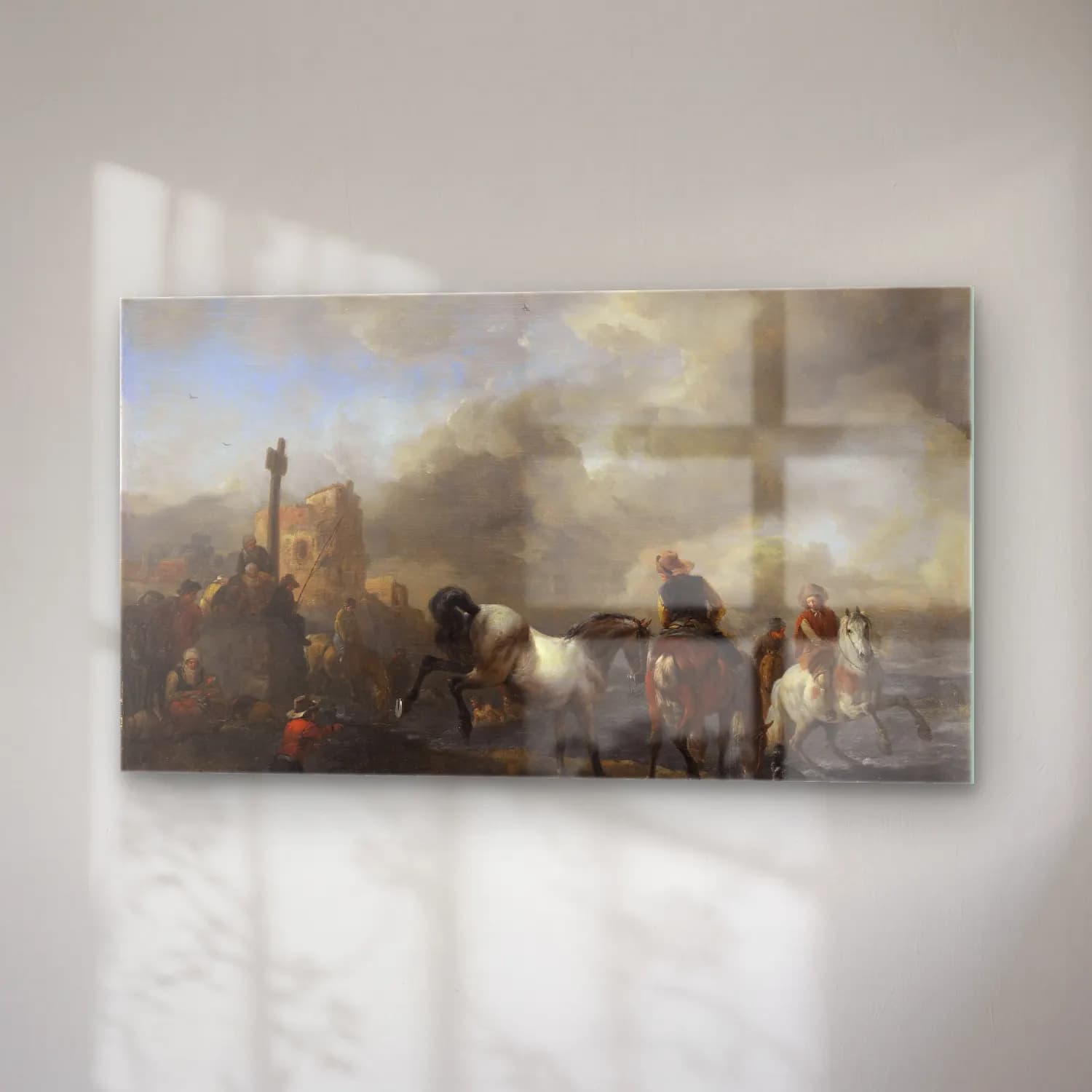 Philips Wouwerman – Horsepond near a Boundary Stone cam tablo — sağ açıdan görünüm