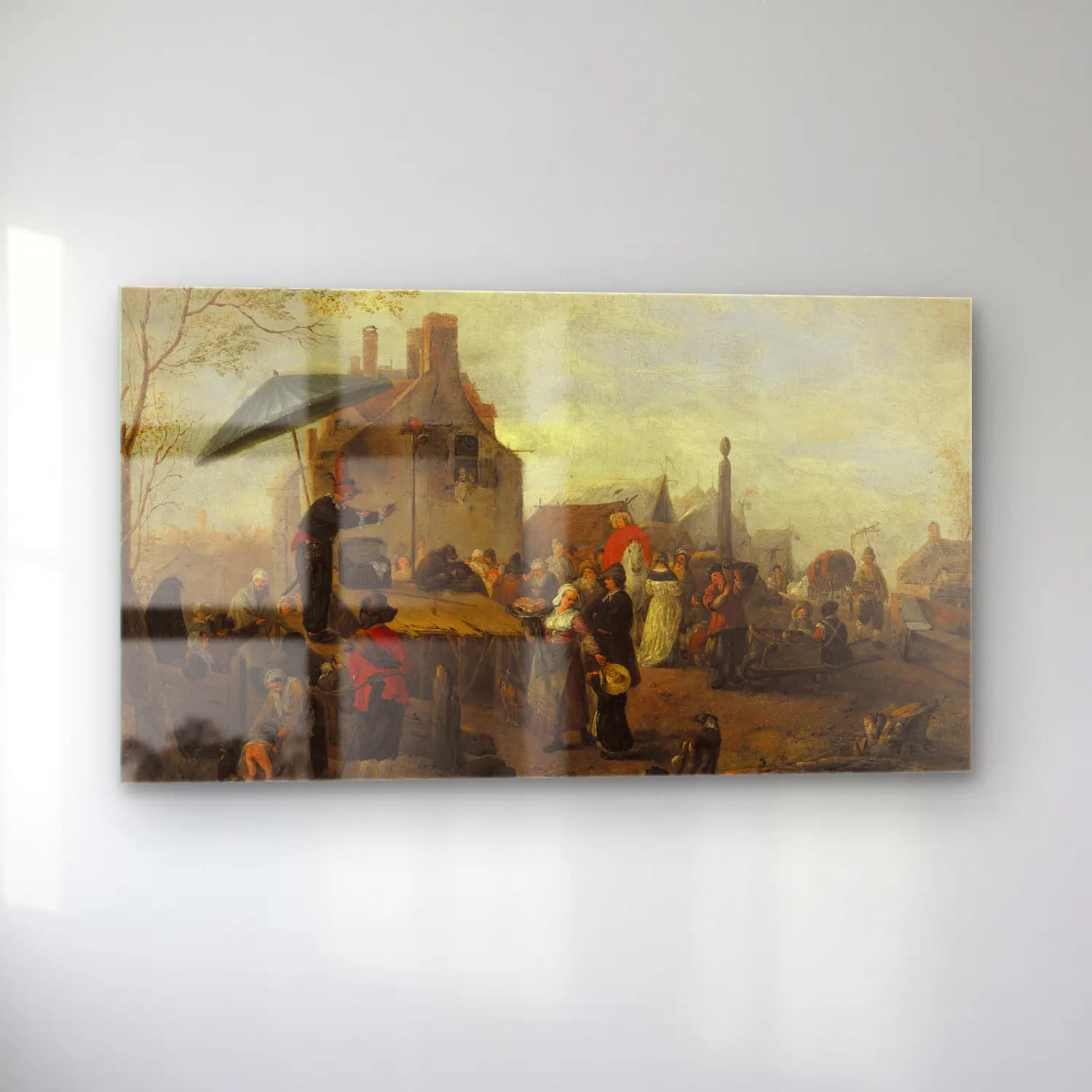 Philips Wouwerman – Juggers at a Market cam tablo — sol açıdan görünüm