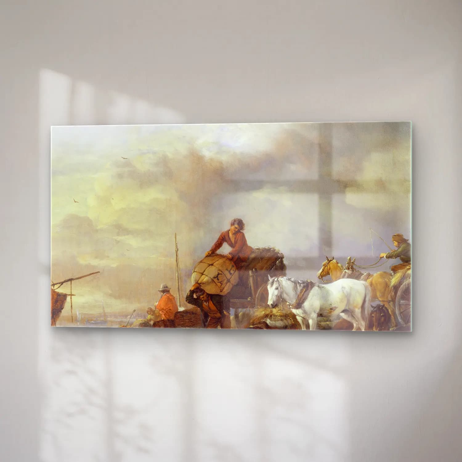 Philips Wouwerman – Landing a Boat (before 1650) cam tablo — sağ açıdan görünüm