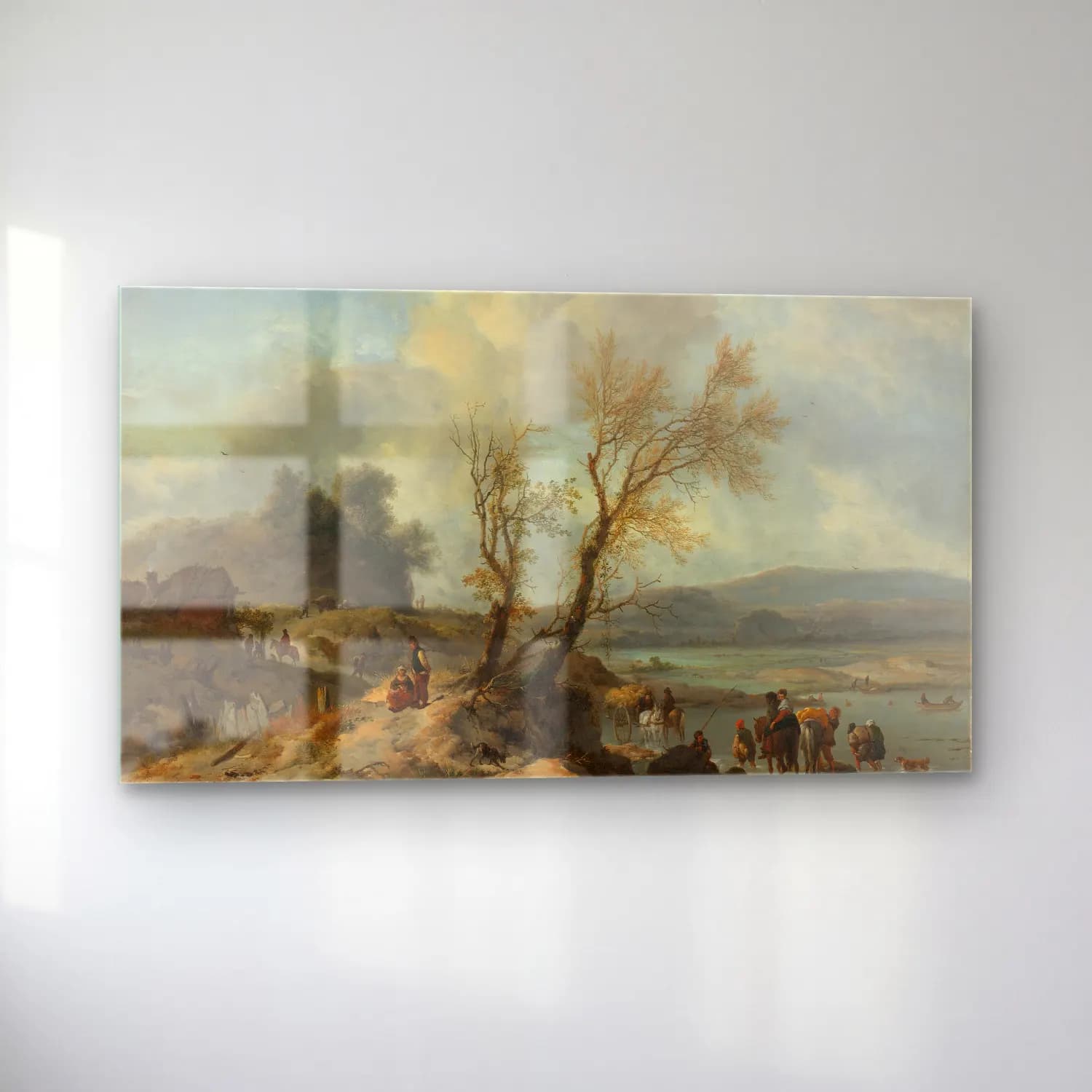 Philips Wouwerman – Landscape with Sandy Path beside a River cam tablo — sol açıdan görünüm