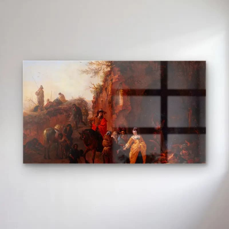 Philips Wouwerman – Les Bohémiens (before 1652) cam tablo — Philips Wouwerman – Les Bohémiens (before 1652) — yağlı boya dini sahne