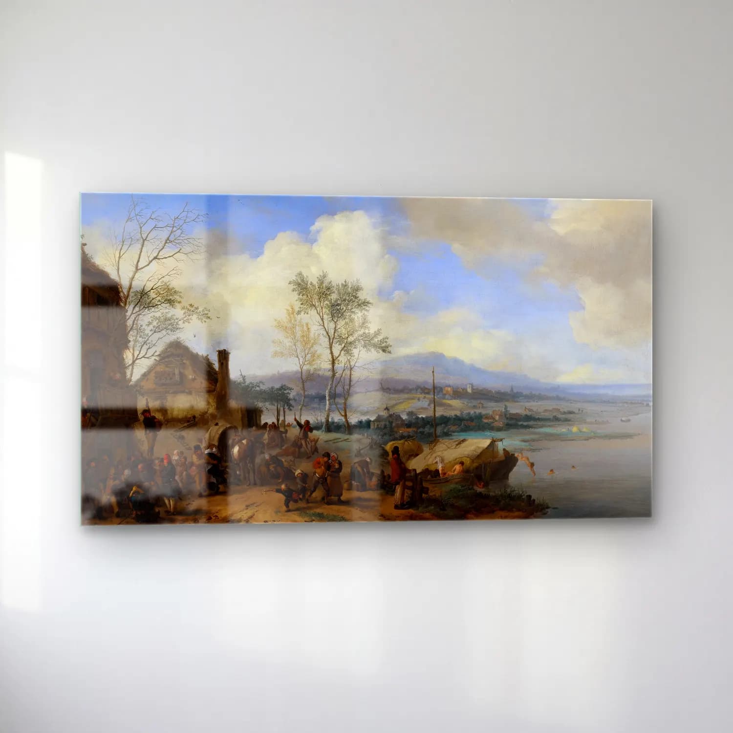 Philips Wouwerman – Merry and Rowdy Peasants at an Inn cam tablo — sol açıdan görünüm