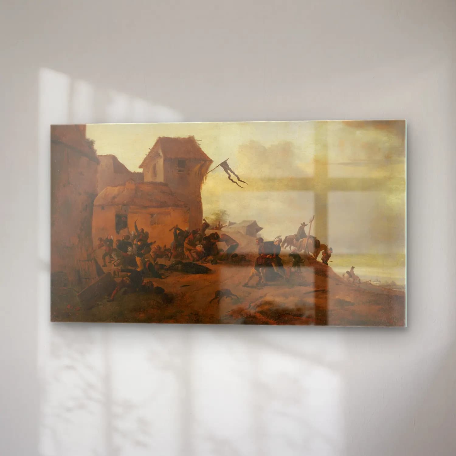 Philips Wouwerman – Peasants Fighting near a Village cam tablo — sağ açıdan görünüm