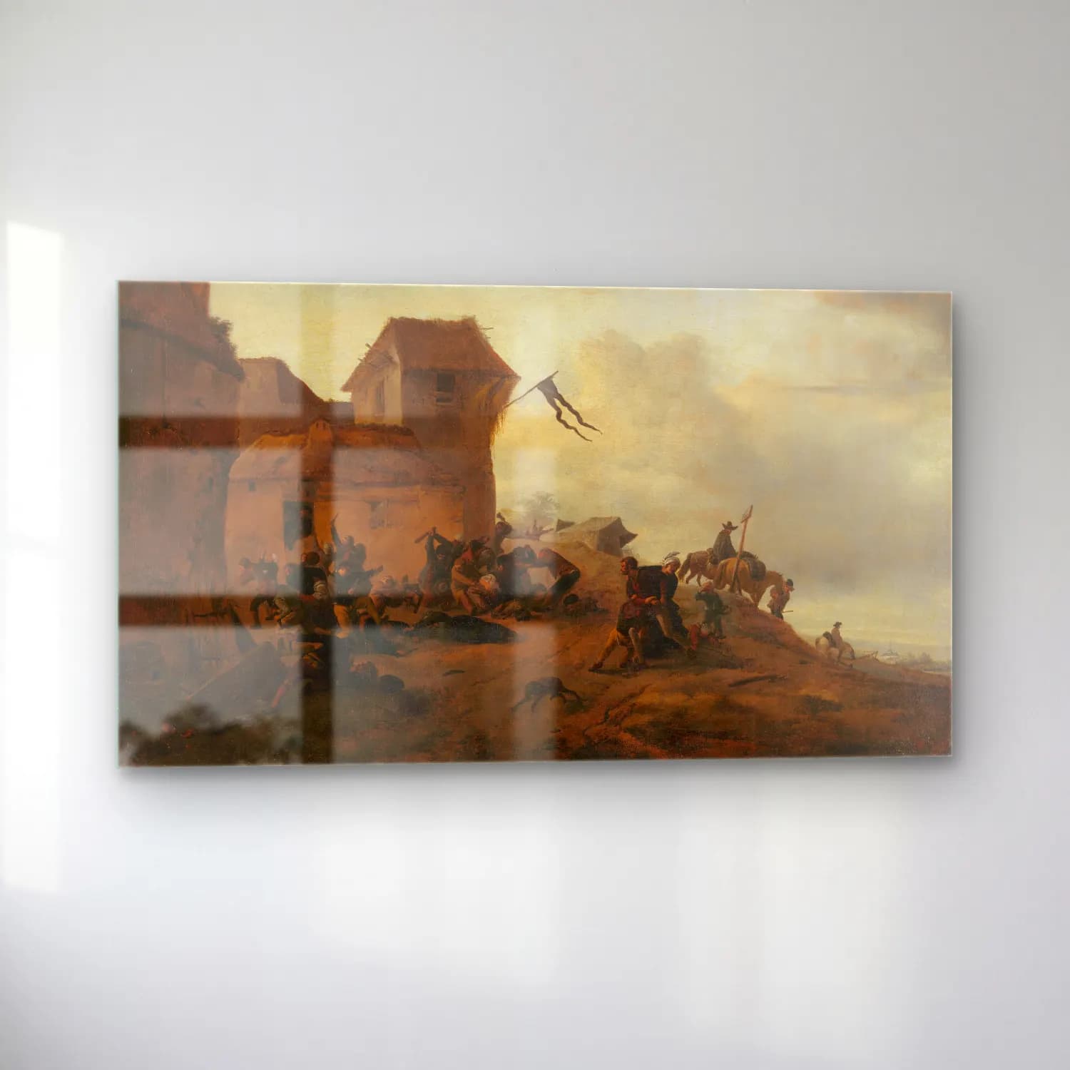 Philips Wouwerman – Peasants Fighting near a Village cam tablo — sol açıdan görünüm