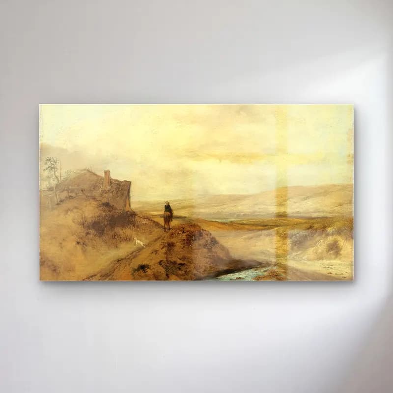Philips Wouwerman – Rider in the Dunes (ca. 1645 – 1650) cam tablo — Philips Wouwerman – Rider in the Dunes (ca. 1645 – 1650) — yağlı boya kırda nehir